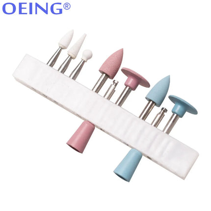 OEING 1 Box Dental Light-Curing Resin Polishing Set Dia.2.35mm Ceramic Silicon Rubber Slow Bending Machine Grinding Head