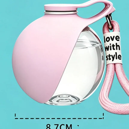 Dog Water Bottle with Removable Silicone Bowl,285ml Stainless Steel Construction, Leak-Proof for Outdoor Activities Like Walking