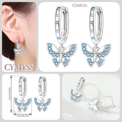 925 Sterling Silver Inlaid Zircon Butterfly Earrings Insect Element Original Design Women's Fashion Party Jewelry Gift Ear Loops