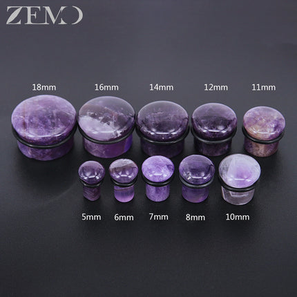 ZEMO 2pcs/lot Natural Stone Ear Plugs and Tunnels Unisex Punk Large Gauges Single Flare Flesh Stretcher Expander Piercings 4-18MM