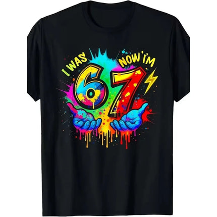 Summer Kids Short Sleeve Tops Children Cotton T-Shirt 'I WAS 6 NOW I'M 7' Birthday Print Casual Versatile Boys Streetwear Tshirt