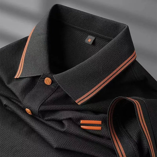 Luxury Brand Men's T-shirt designer Business Loose Fit Turn Down Collar Short Sleeve Polo Shirt Soft Solid Tops Tees Men T-shirt