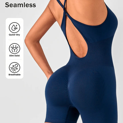 Summer Bodysuit Sportswear Woman Gym Sexy Bodysuit for Fitness Party Shorts Jumpsuits Overalls Women's Yoga Combi-pants Rompers