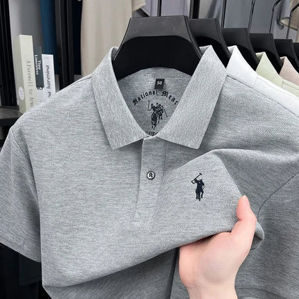 Men's Short Sleeve Polo Shirt Embroidered Cotton Blend Breathable Fashionable Turn-down Collar Summer New Arrival T-shirt
