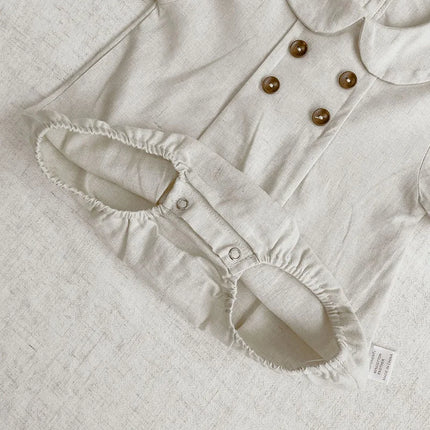 Summer Toddler Kids Stripe Bodysuit Boys Loose Turndown Collar Jumpsuit Girls Baby Thin Crawlwear Onesie Clothes One Piece