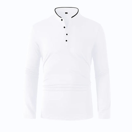 2025 New Men's Casual and Fashionable Solid Color Long-Sleeved Stand-Up Collar T-Shirt Summer Versatile and Comfortable Top