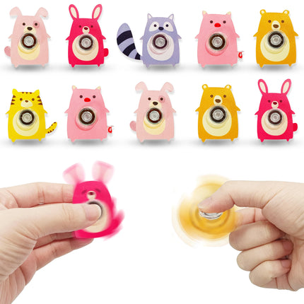 6PCS Fingertip Gyro Toy Creative Acrylic Animal Cat Dog Fox Fidget Spinners Toys Stress Relief Party Favors Gifts