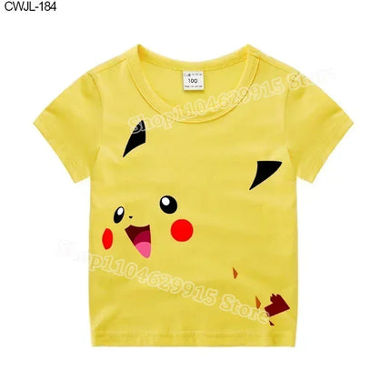 Pokemon Child T-shirt Fashion Clothes Pikachu Print T-Shirts Boutique Kids Clothing Boys Charmander Summer Tops Birthday Gift