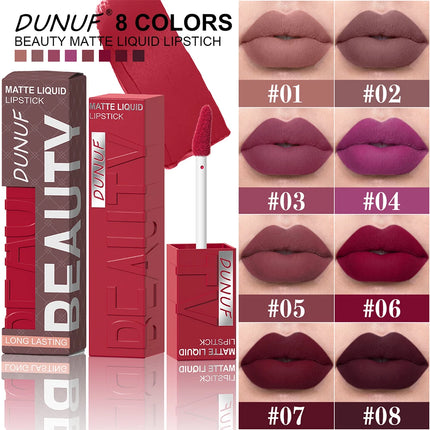 DUNUF 1 Pcs Matte Velvet Smooth Easy-to-apply Square Tube Lip Gloss Waterproof Not Easy To Fade Sexy Brown for Women Lip Tint