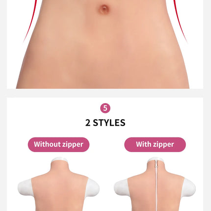 50-80kg Crossdressing Bodysuit Cosplay Silicone Bodysuit Crossdress Fake Breast  3-Pointed 88-95cm Length Crossdresser Bodysuit