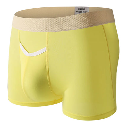 Summer Men's Boxers Underwear with Open Pockets Ultra-thin Breathable Ice Silk Panties Sports Quick Dry Cool Slim Home Shorts