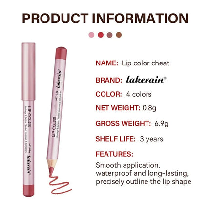 1/4Pc Mini Waterproof Matte Lipliner Pencil Pink Brown Contour Tint Lipstick Lasting Non-stick Cup Moisturising Lips Makeup Kit