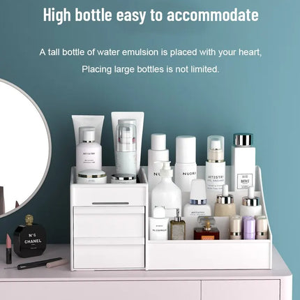 1pc White New Drawer Makeup Storage Box Dormitory Finishing Plastic Shelf Cosmetics Skin Care Dressing Table Desktop