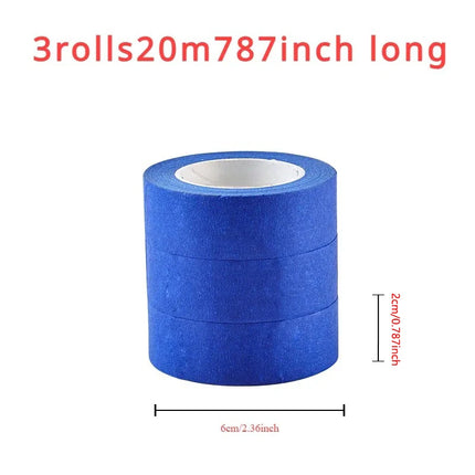 3 - Roll Set of Multi - Surface Paint Tape: 20m/Roll, for Wall Painting, Crafts, Art & Construction. Easy Removal for Home Use.