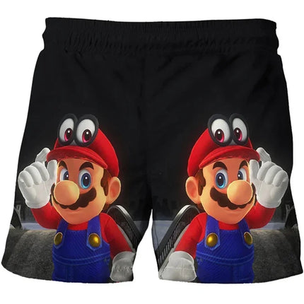 New Super  Beach Shorts Cartoon Animation Marios 3d Print Boys Casual Board Shorts Children's Marios Sports Pants Swimming Pants