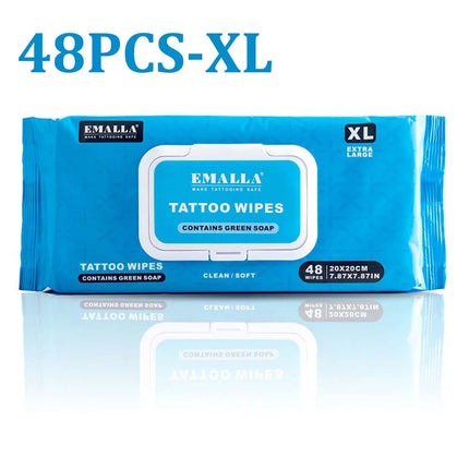 48/20pcs EMALLA Cleansing Green Soap Wipes All in One Solution Tattoo Wipes with Tattoo Green Soap Makeup Tattoo Accessories