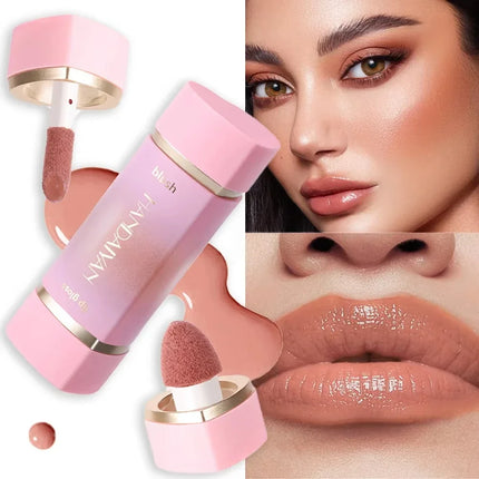  2-in-1 Liquid Blush Matte Lip Gloss Dual-purpose Liquid Blush Waterproof Multi-purpose Blush Stick Cheek Natural Blusher Cute