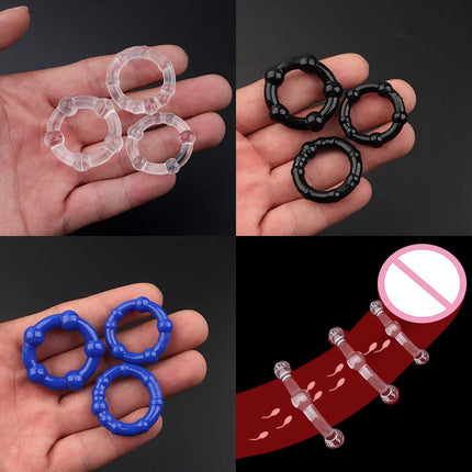 3 Pcs Silicone Cock Ring Set Delay Ejaculation Stronger Erection Penis Ring Enlargement Adult Sex Toys For Men 18+