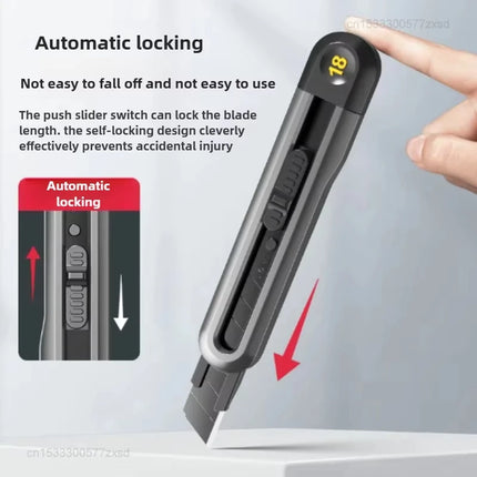 Retractable Snap-Off Utility Knife 18mm/9mm High Carbon Steel Blades Box Cutter Auto Lock for Office Supplies Stationery Tools