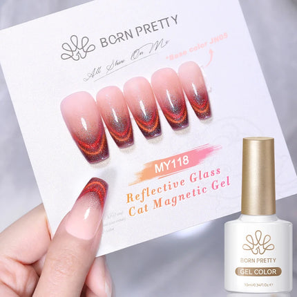 BORN PRETTY 10ml Pink Water Light Cat Magnetic Gel Polish Spaking Glitter UV LED Soak Off Gel Varnish Crystal DIY Manicure
