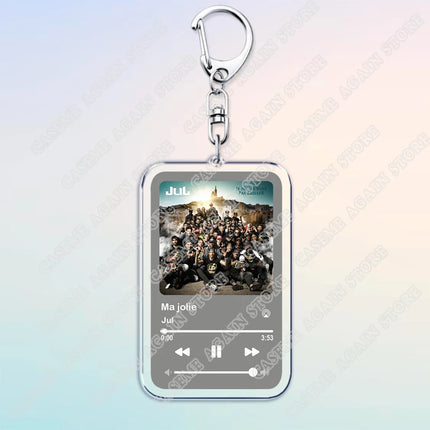 Popular French Rapper JUL Music Songs Keychains for Women Accessories Bag Oh Qu'elle Est Belle Code Keyings Jewelry Fans Gifts
