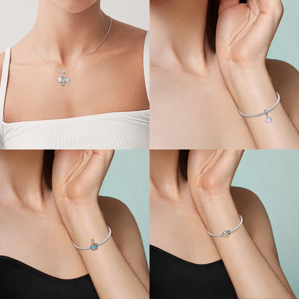 Charms Beads 925 Silver For Women Tulip Starlight Travel Coffee Fit Original Pan Bracelet Pendant DIY Fashion Jewelry Gift