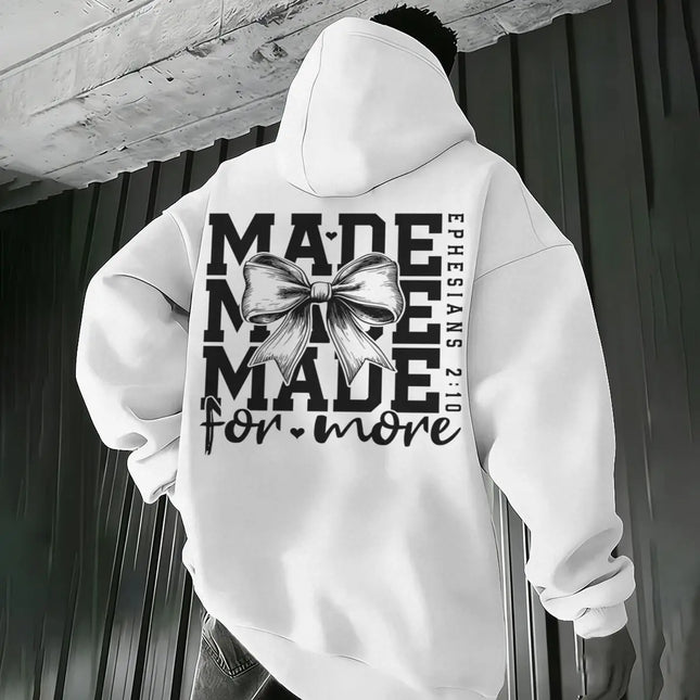 "Made For More" Hoodies Vintage Coquette Bow Jesus Sweatshirt Fashion Long Sleeve Graphic Christianity Women Streetwear Hoodie