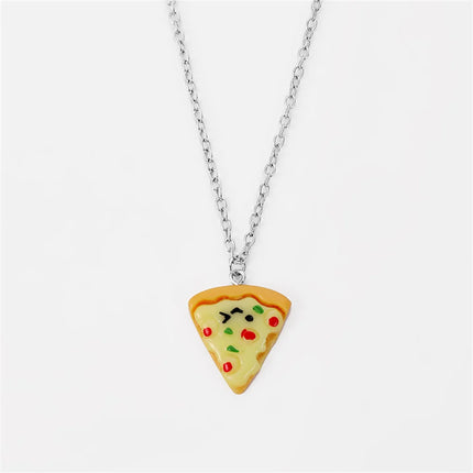 Cute Pizza Childhood Friendship Chain for Women Triangle Food Charms Necklace Best Friends Keychain BFF Jewelry Birthday Gifts
