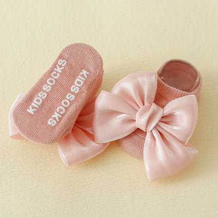 0-12 Months Cute Baby Girls Bow Socks, Newborn Baby Ankle Boat Socks Soft Fashion Non-Slip Infant Toddler Cute Gift Set 4 Pairs