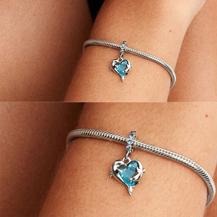 925 Sterling Silver Blue Whale Dolphin Elephant Snail&Shell&Seahorse Dangle Charm Fit Brand Bracelet Neutral DIY Jewelry