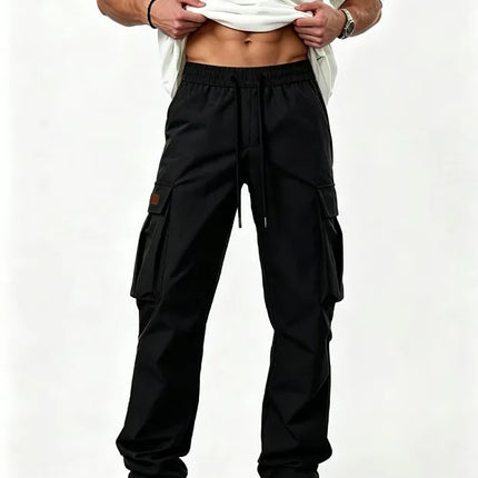 2026American style high street multi pocket workwear pants for men's new trendy loose straight leg versatile casual long pants
