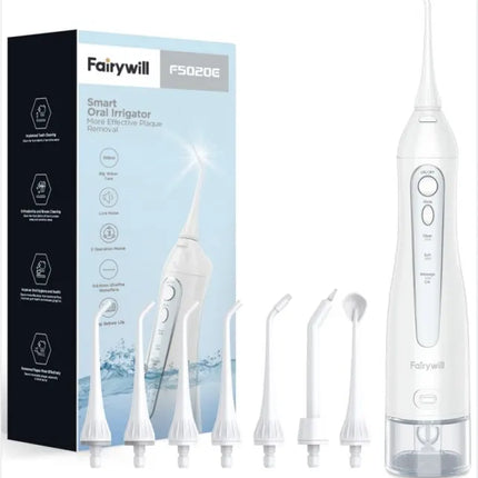 Fairywill Electric Portable Dental Water Flosser Oral Irrigator USB Rechargeable Waterproof 3 Modes Jet Tooth Pick 7Tips Cleaner