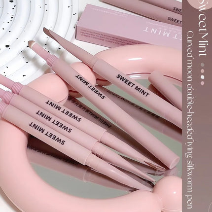 Double Head Lying Silkworm Pen Waterproof Lasting Matte Pearl Fine Brightening Shadow Pen Under Eyelid Outline Eyeshadow Pencil