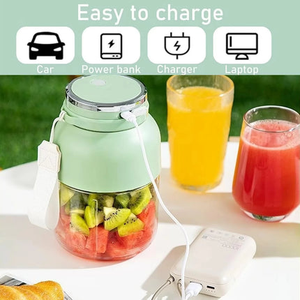 Portable electric citrus juicer and smoothie blender, 28 ounce portable fresh juicer with straw and 2 lids, mini fruit blender