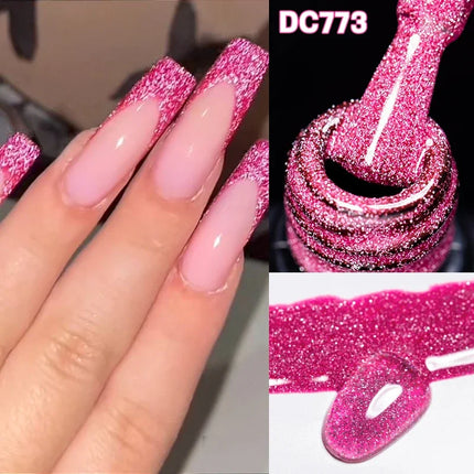 Red Reflective Glitter Gel Nail Polish Sparkling Glitter Flashy Semi-permanent Soak Off Nail Art UV Gel Varnish Nail Supplies