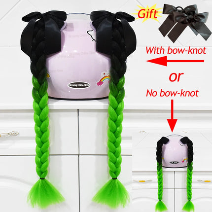 2pcs/pair New Motorcycle Helmet Braids Woman Braids Wig For Motorbike Helmets 164 colors Twist Dual Pigtail Ponytail With Sucker
