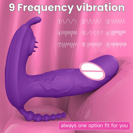 3 In 1 Wearable Panty Vibrator Dildo Sex Toy Masturbator G-Spot Clitoral Stimulator Massager for Female Couples Adults 18+