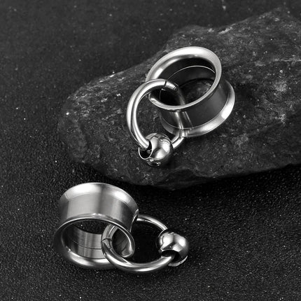 2PC/Set Stainless Steel Round Ear Gauges Plugs Expander Ear Hangers Tunnel Piercing Women Body Jewelry Stretcher Studs