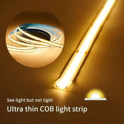 1-5M USB Power COB LED Strip Light Touch Switch Dimmable For Indoor Lighting Living Room Bedroom Wardrobe TV Background Kitchen