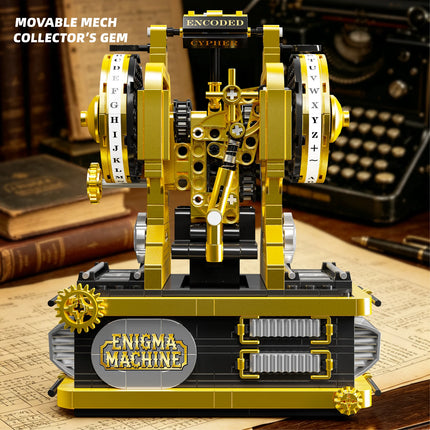 ENIGMA MACHINE Mechanical Cipher Decoder Model Kit Retro Typewriter Building Blocks Steam Punk Educational Toy Bricks for Kids G