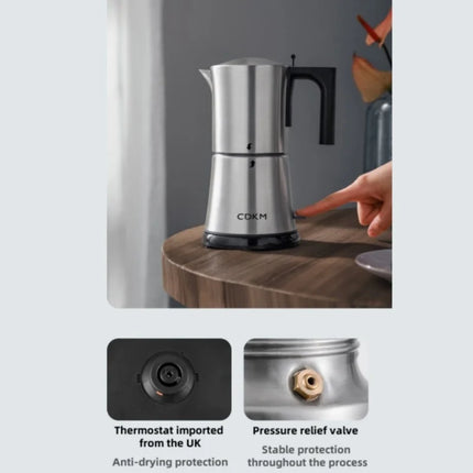 CDKM Moka Pot SUS304 Stainless Steel Mocha Espresso Coffee Electric Espresso Kettle Espresso for Office Kitchen Italian Coffee