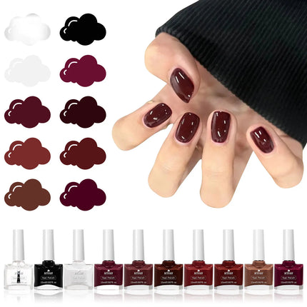 10pcs/set 15ml Water-Based Nail Polish Long Lasting Quick Drying No Need of Lamp to Cure Nail Supplies Vernis for Nails Manicure