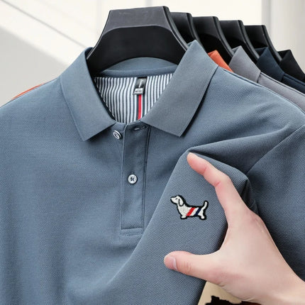 100% pure cotton summer 2025 men's new Polo T-shirt classic version comfortable breathable short sleeve premium embroidered top