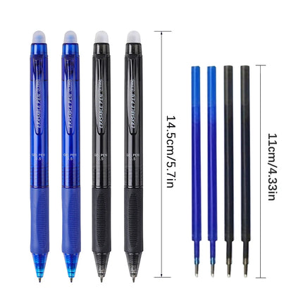 0.5mm High-Capacity Erasable Gel Pen Set Translucent Rod Blue Black Magic Ink Washable School Office Stationery Supplies