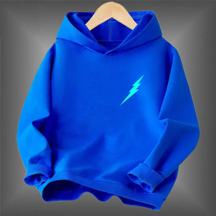 New Fashion Boy Luminous Lightning Printed Hoodies Sweatshirts Fashion Pullover Hoodie Streetwear Glowing Tops