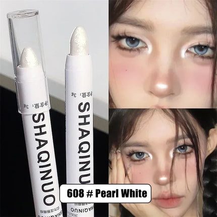 Pearlescent Matte White Eyeshadow Eyeliner Pencil Waterproof Glitter Eyes Shadow Makeup Pigment Silkworm Beauty Eyeshadow Pen