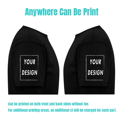 100% Cotton Custom T Shirt Make Your Design Logo Text EU Size for Men and Women Front Back Both Side Personalized Tshirt