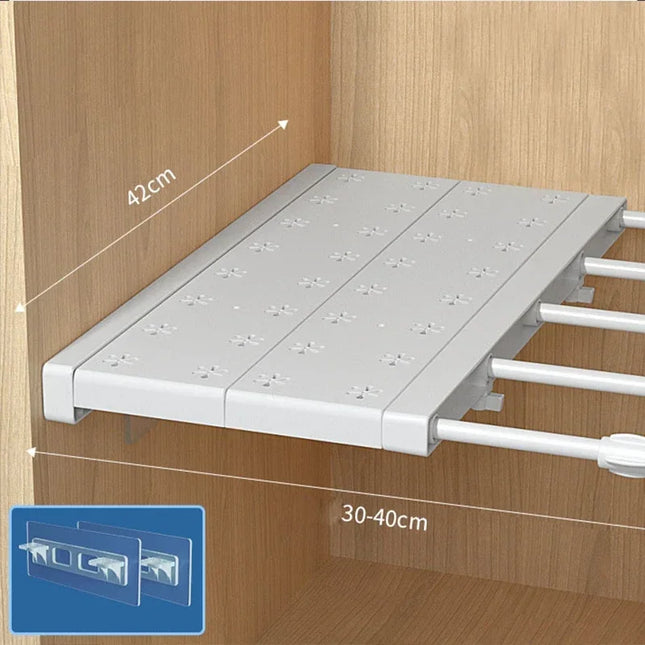 White Expandable Divider Punch-free Retractable Layers Board for Wardrobe Storage Kitchen and Bathroom Shelf Dormitory Dividers
