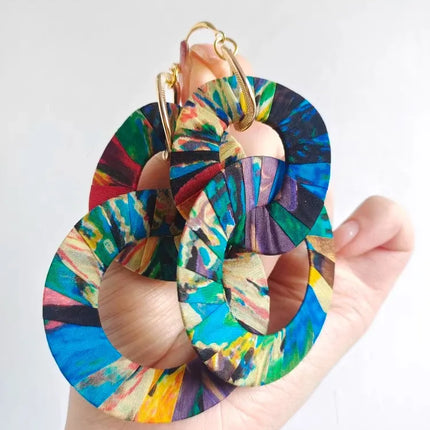 Original Design Handmade Custom Silk Earrings Exaggerated Large Hoops Fashionable Minimalist Women's Large Loop Earrings