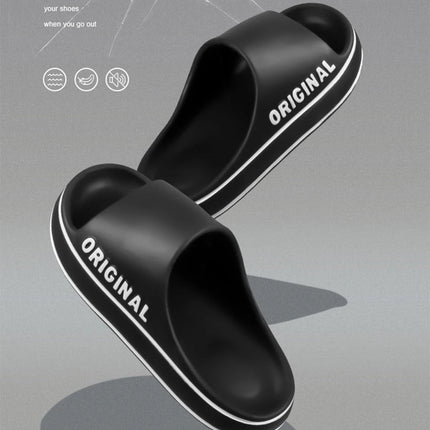 Feslishoet Women's Letter Slippers, Beach Slides, Solid Color Men's Thick Sole Indoor Bathroom Anti-Slip Shoes, Summer Couple Sandals